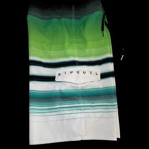 Rip Curl Surf Grip Board Shorts Swim Trunks Men Size 30" Waist White/Green Surf
